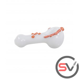 WHITE GLASS HAND PIPE WITH TENTACLE 5inch 3CT/PK
